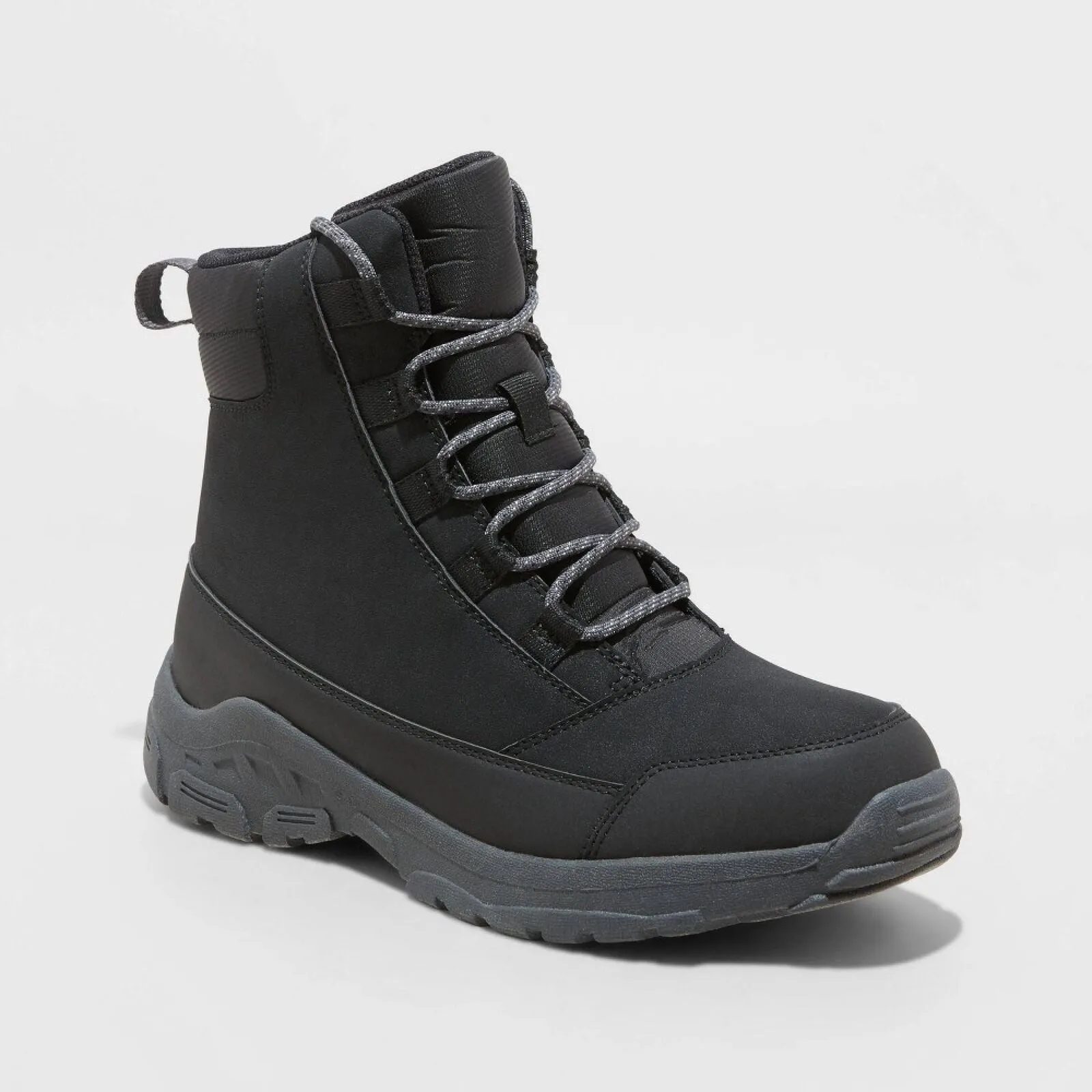 All In Motion Men's Mack Lace-Up Winter Hiker Boots Charcoal Gray Black 13