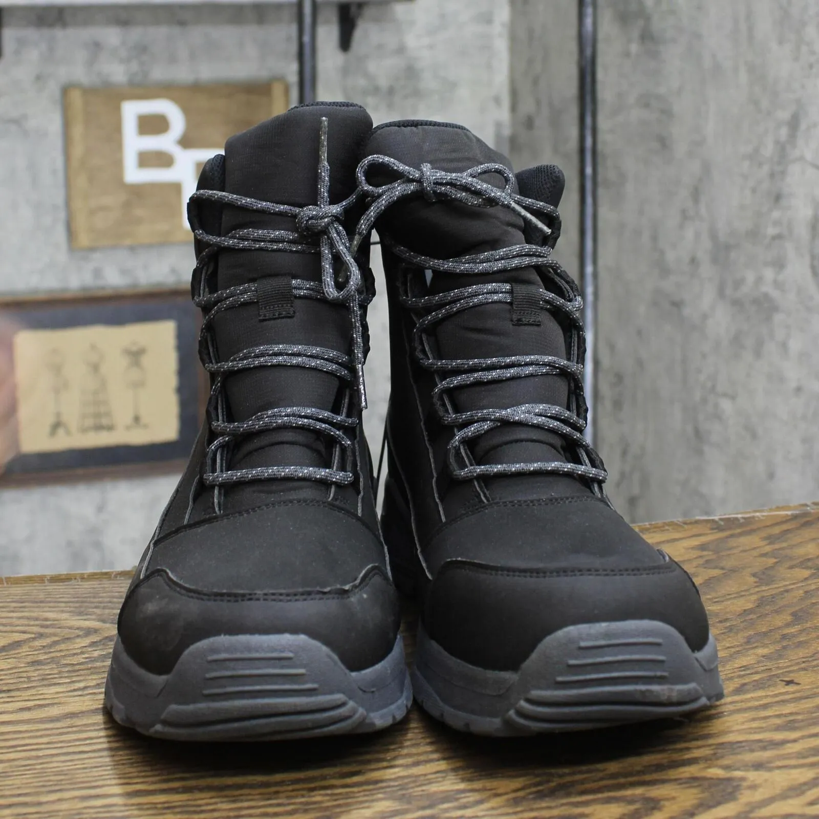All In Motion Men's Mack Lace-Up Winter Hiker Boots Charcoal Gray Black 13