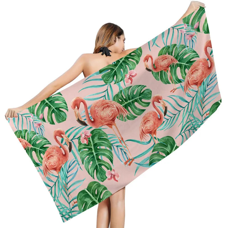 BEACH TOWEL ABSORBS WATER AND DRIES QUICKLY. BEACH TOWEL PROVIDES SHADE, SUN PROTECTION, AND VERSATILE BEACH SHAWL