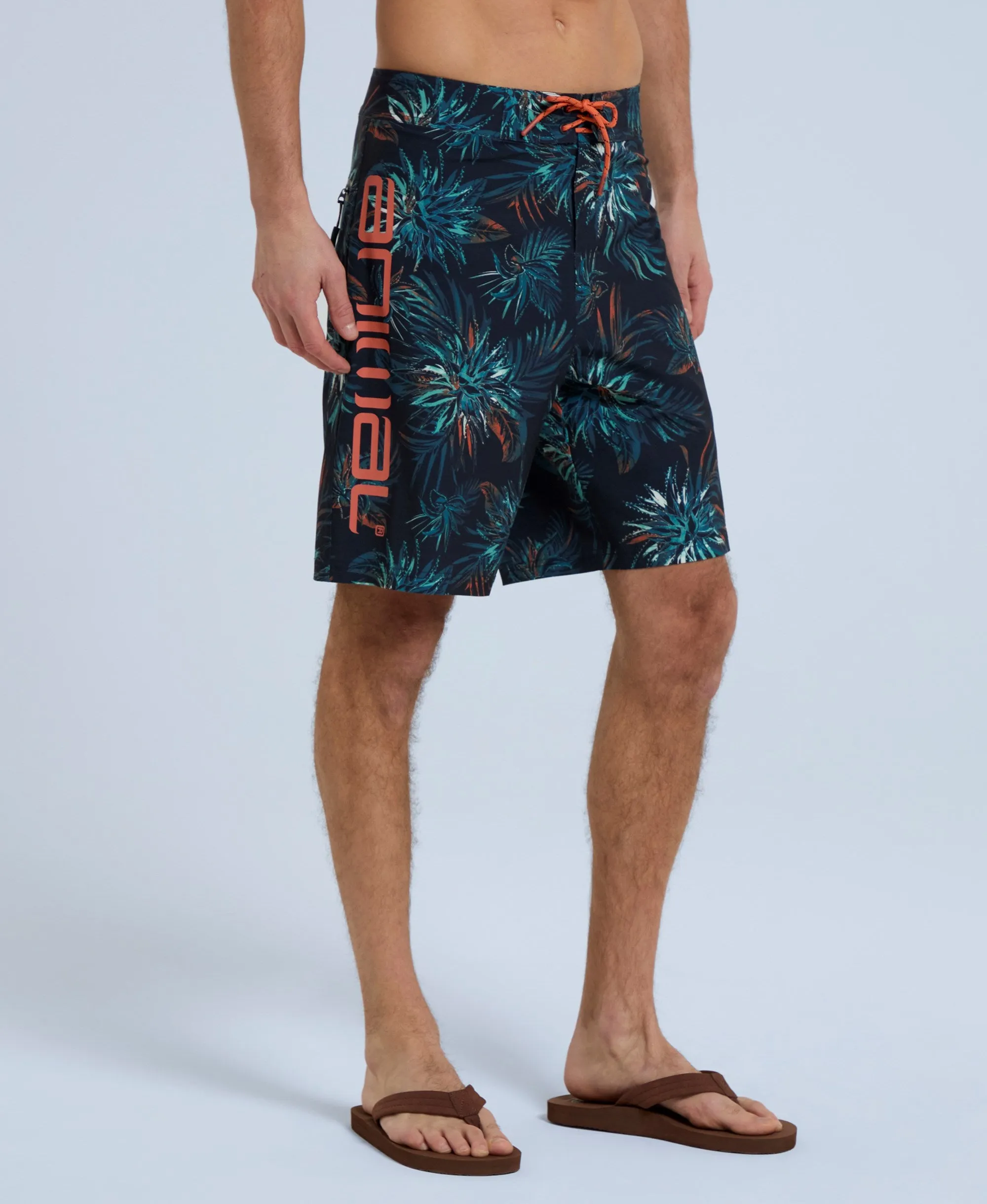 Brett Mens Print Boardshorts - Burnt Orange