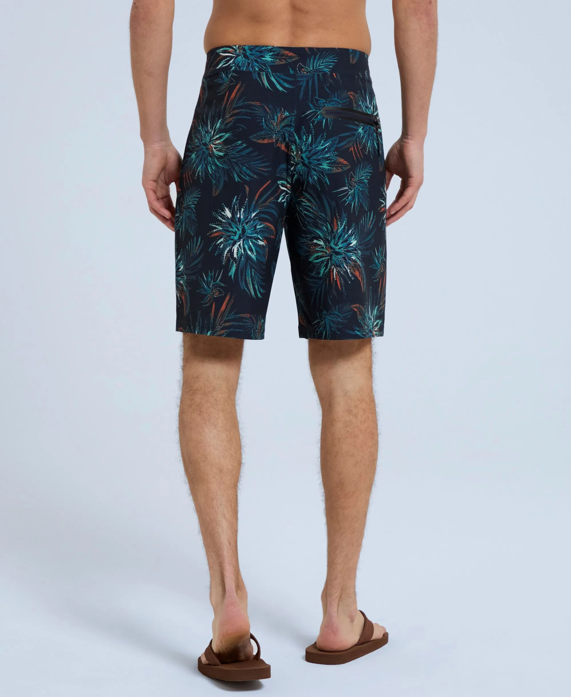 Brett Mens Print Boardshorts - Burnt Orange