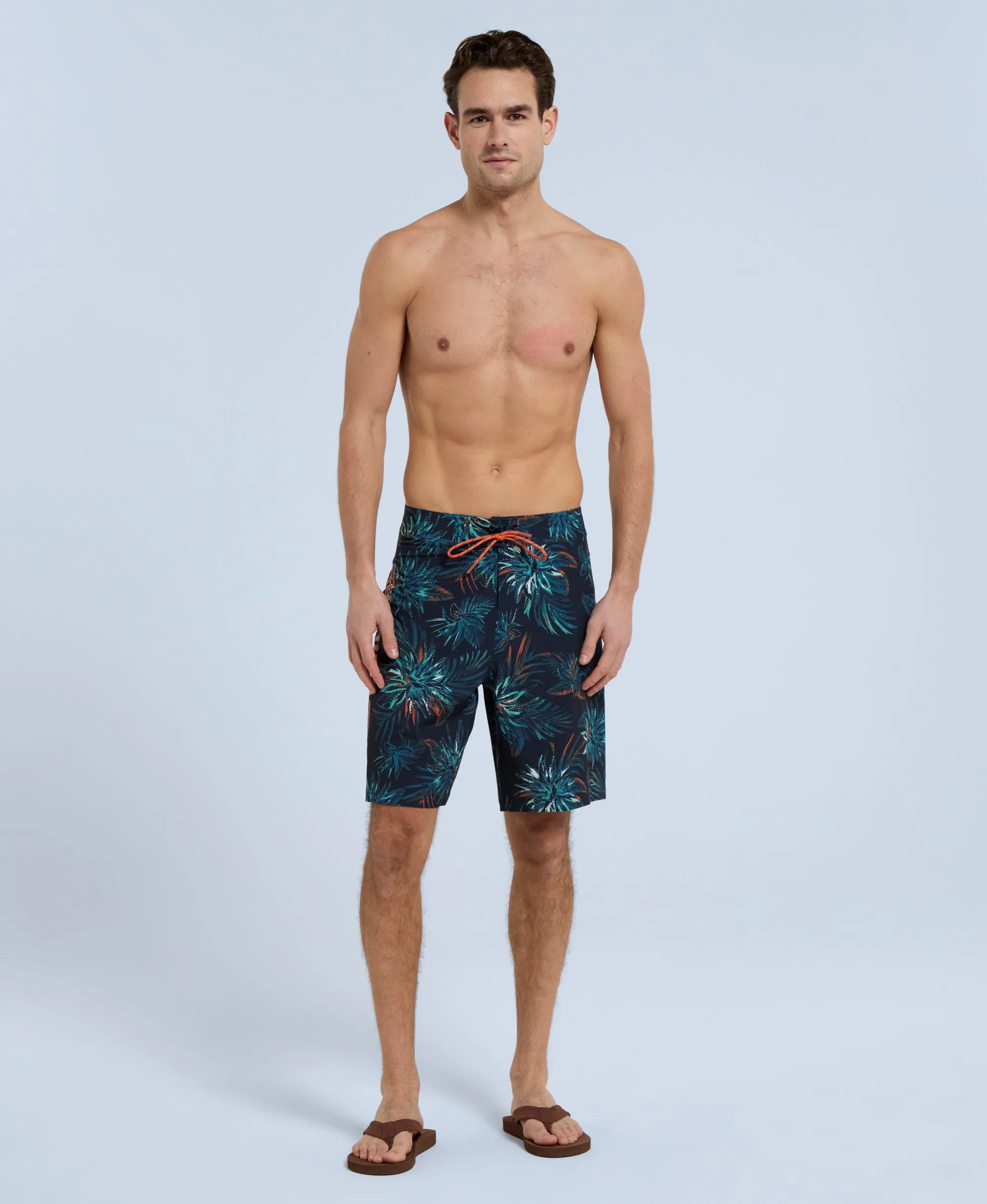 Brett Mens Print Boardshorts - Burnt Orange