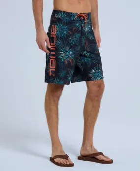 Brett Mens Print Boardshorts - Burnt Orange