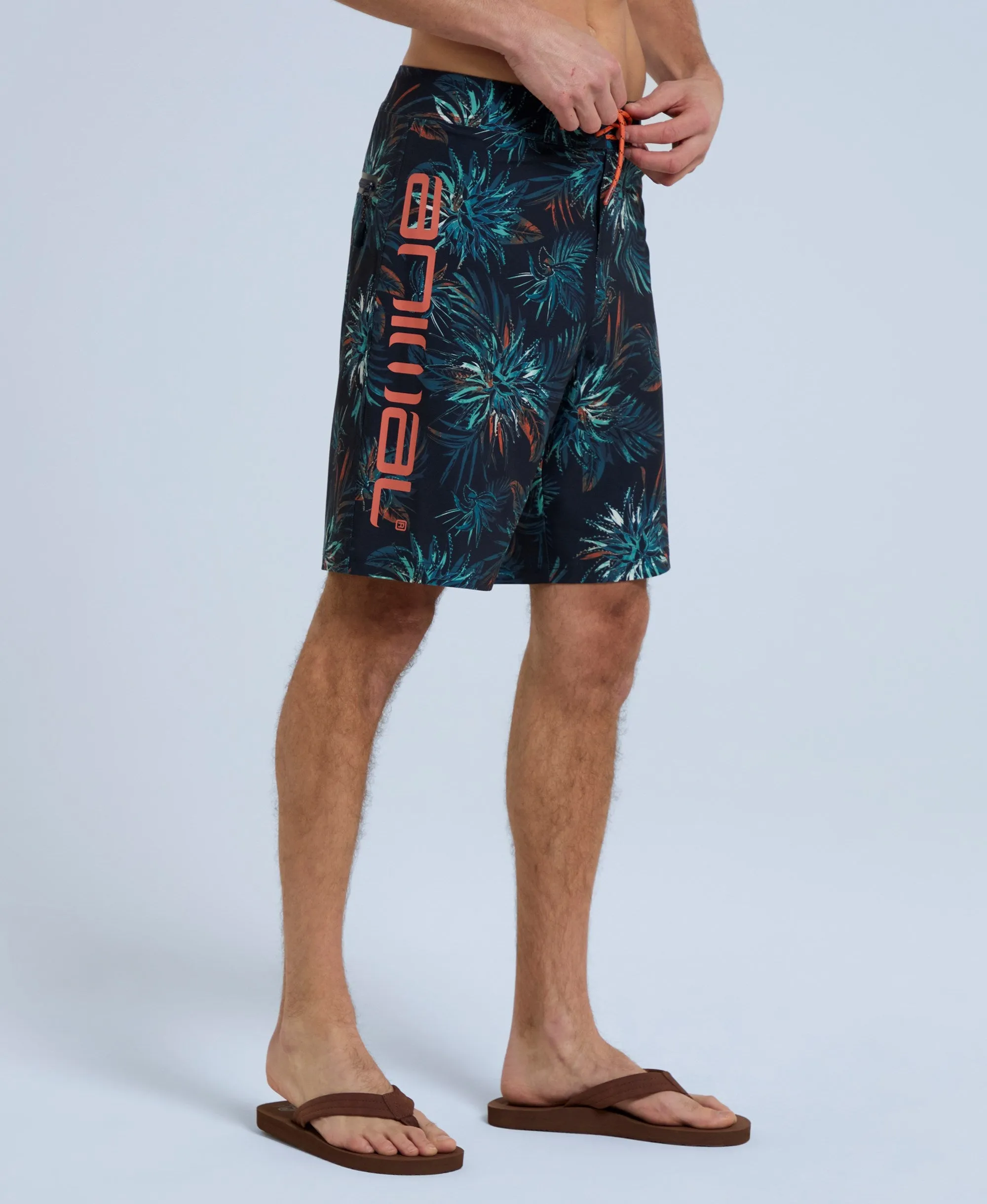 Brett Mens Print Boardshorts - Burnt Orange