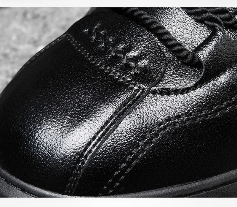 Hnzxzm Fashion Brand Footwear Men Genuine Leather Shoes Young Mens Casual Shoes Cow Leather Male Footwear Soft Black A4387