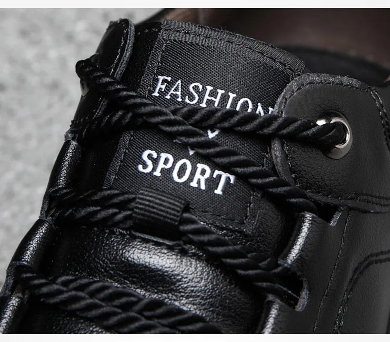 Hnzxzm Fashion Brand Footwear Men Genuine Leather Shoes Young Mens Casual Shoes Cow Leather Male Footwear Soft Black A4387