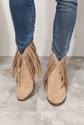 Legend Fringe Cowboy Western Pointy Toe Country Cowgirl Tan Ankle Bootie Boots