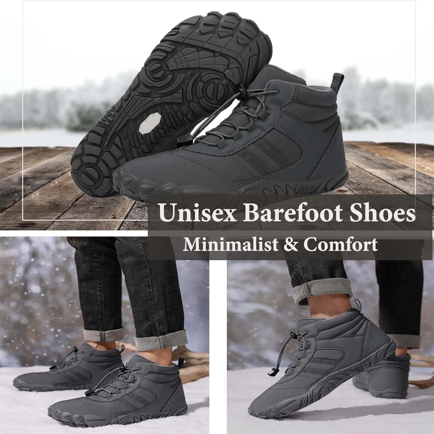 Non-Slip & Waterproof Winter Barefoot Shoes Hiking Shoes Footwear