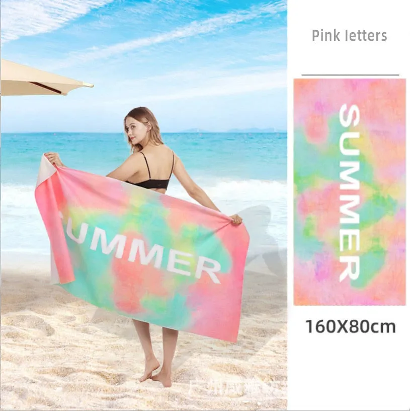 Printed Beach Towel Double-fleece Mircofibre Towel Water Absorbent Quick-drying Sand Resistant Adult Bath Swimming Towel