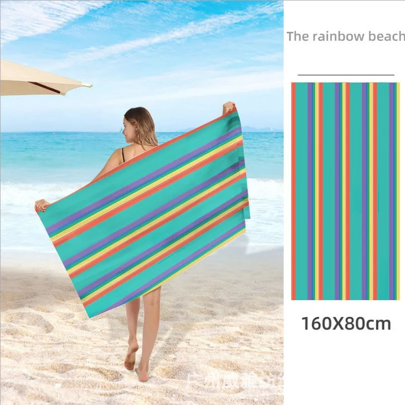 Printed Beach Towel Double-fleece Mircofibre Towel Water Absorbent Quick-drying Sand Resistant Adult Bath Swimming Towel