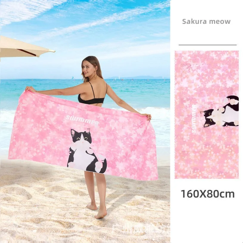 Printed Beach Towel Double-fleece Mircofibre Towel Water Absorbent Quick-drying Sand Resistant Adult Bath Swimming Towel