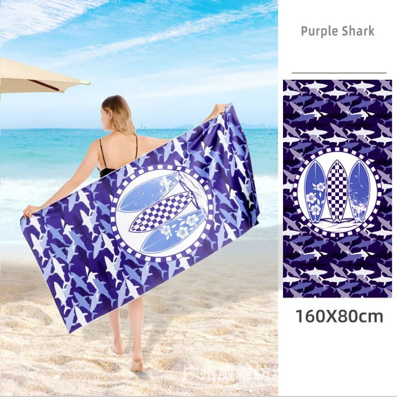 Printed Beach Towel Double-fleece Mircofibre Towel Water Absorbent Quick-drying Sand Resistant Adult Bath Swimming Towel