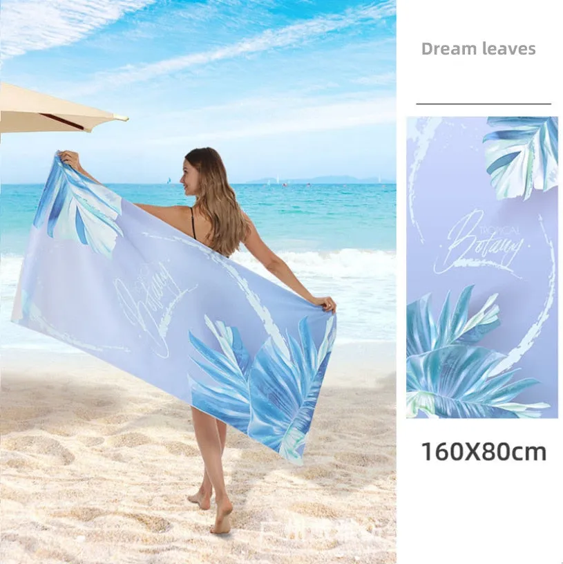 Printed Beach Towel Double-fleece Mircofibre Towel Water Absorbent Quick-drying Sand Resistant Adult Bath Swimming Towel