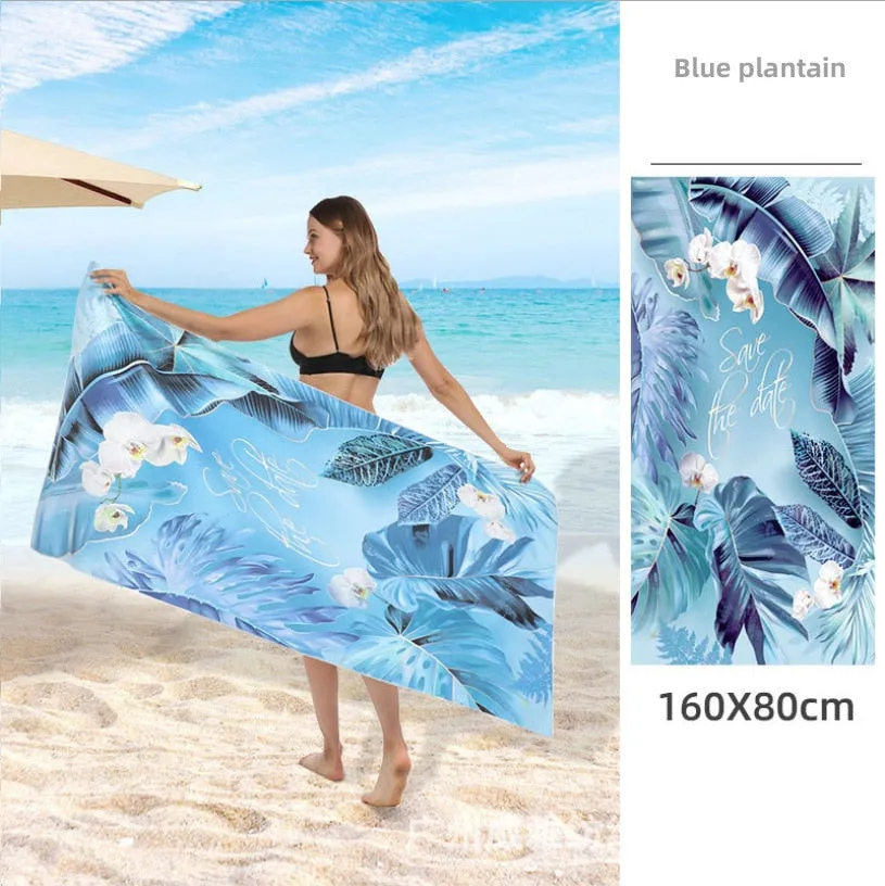 Printed Beach Towel Double-fleece Mircofibre Towel Water Absorbent Quick-drying Sand Resistant Adult Bath Swimming Towel