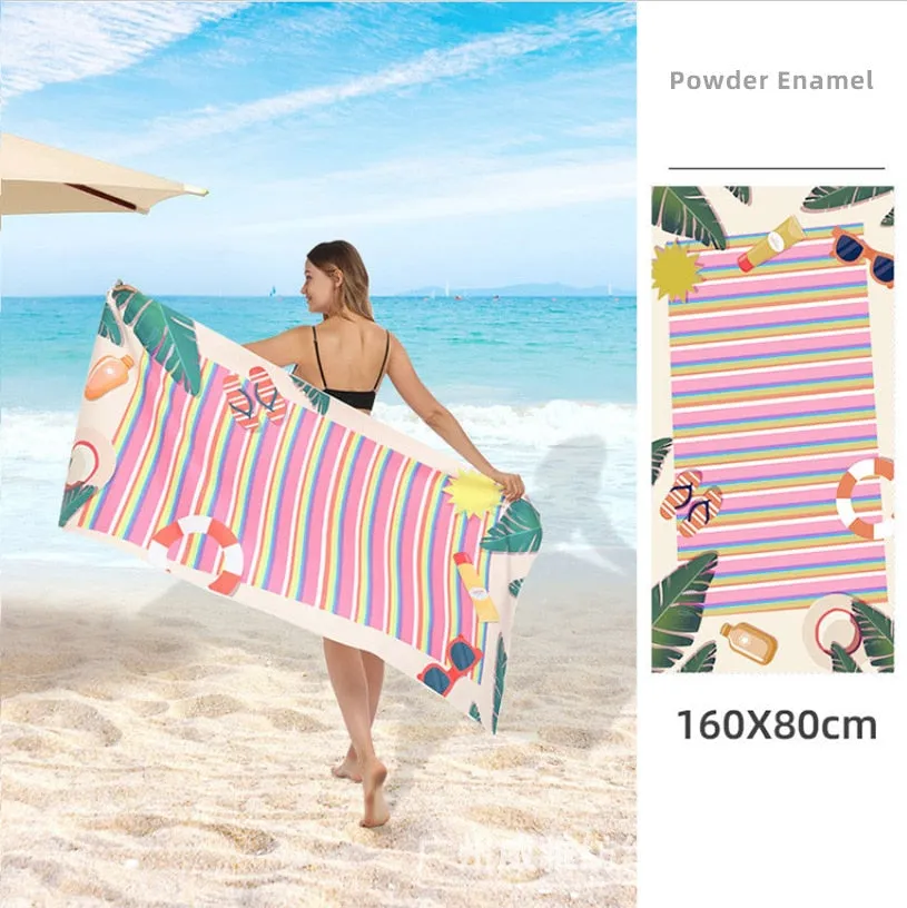 Printed Beach Towel Double-fleece Mircofibre Towel Water Absorbent Quick-drying Sand Resistant Adult Bath Swimming Towel