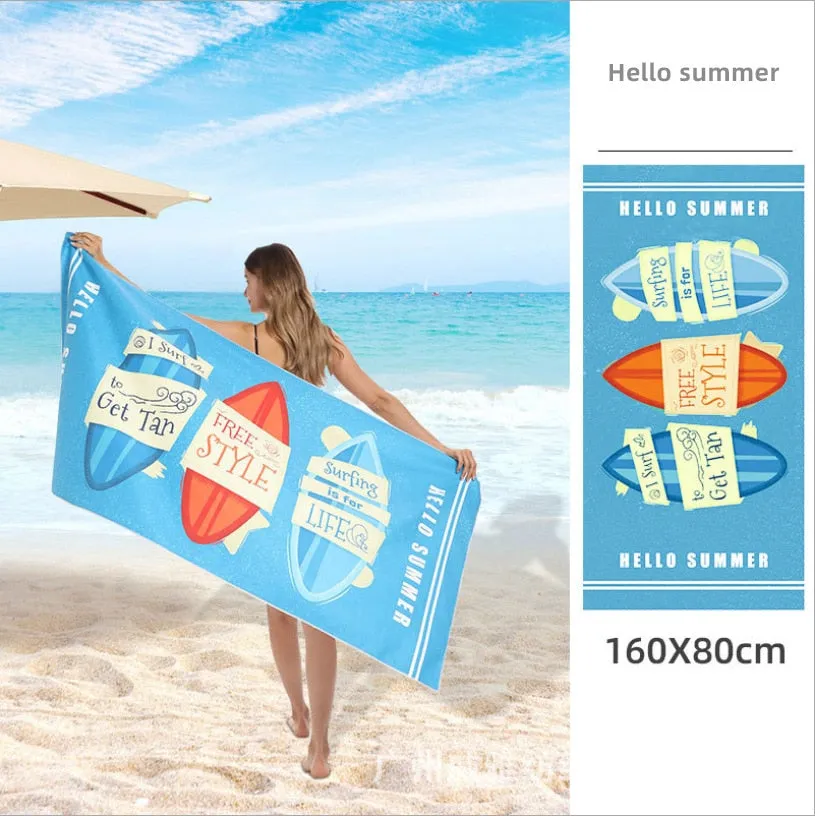 Printed Beach Towel Double-fleece Mircofibre Towel Water Absorbent Quick-drying Sand Resistant Adult Bath Swimming Towel