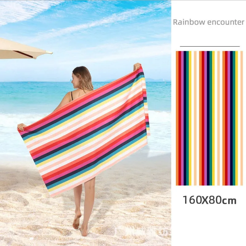 Printed Beach Towel Double-fleece Mircofibre Towel Water Absorbent Quick-drying Sand Resistant Adult Bath Swimming Towel