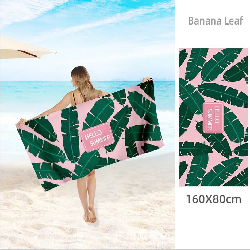 Printed Beach Towel Double-fleece Mircofibre Towel Water Absorbent Quick-drying Sand Resistant Adult Bath Swimming Towel