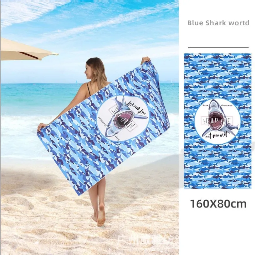 Printed Beach Towel Double-fleece Mircofibre Towel Water Absorbent Quick-drying Sand Resistant Adult Bath Swimming Towel