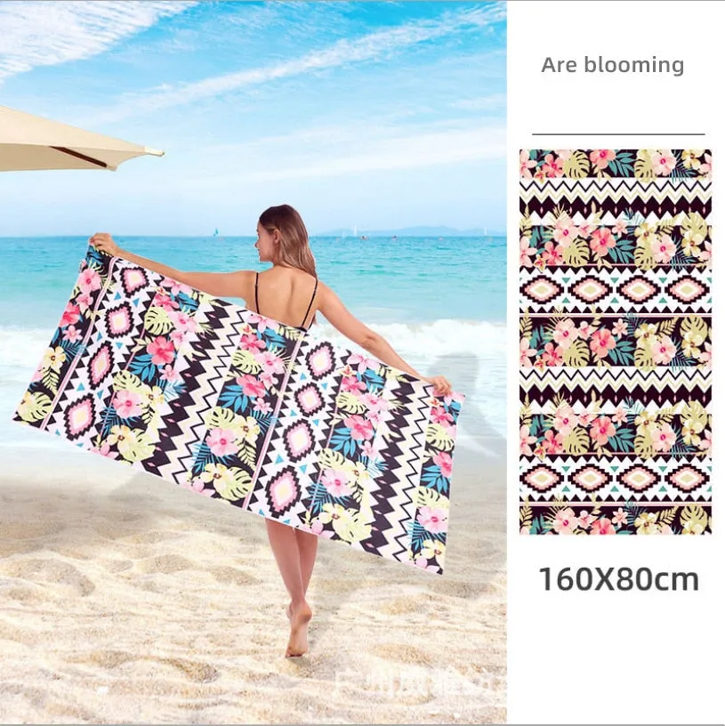 Printed Beach Towel Double-fleece Mircofibre Towel Water Absorbent Quick-drying Sand Resistant Adult Bath Swimming Towel