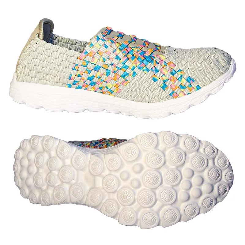 Skooda Shoes Ladies Light Grey, Rainbow Sporty, Flat Lace