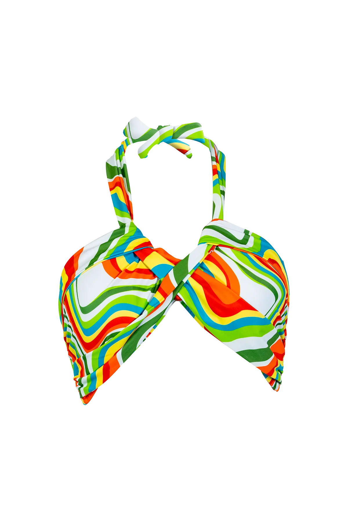 Tropical Wave Neck Tie Bandeau Top