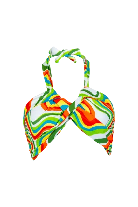 Tropical Wave Neck Tie Bandeau Top