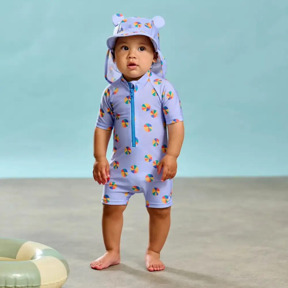 Whitesands & Whelk Set - Beachball Rash Suit & Sun Hat Set