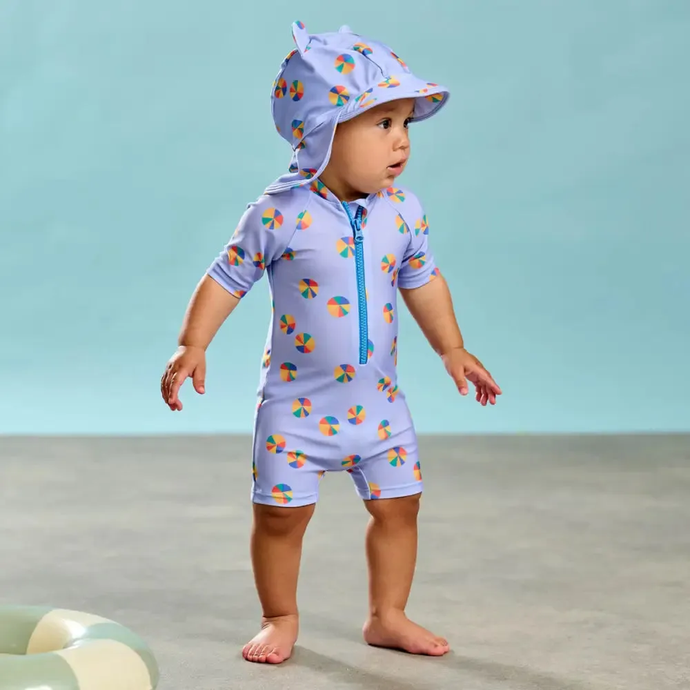 Whitesands & Whelk Set - Beachball Rash Suit & Sun Hat Set